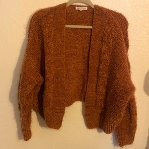Burnt orange chenille cropped cardigan